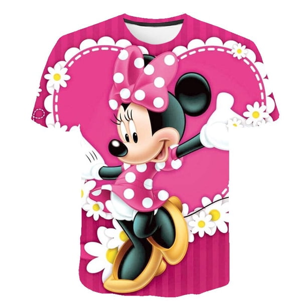 Camisetas de Mickey Mouse, ropa de verano, camisetas de moda para chicas, nuevas camisetas de manga corta informales de dibujos animados de la serie Disney, camisetas 1-14 Y3T Gao Jinjia LED