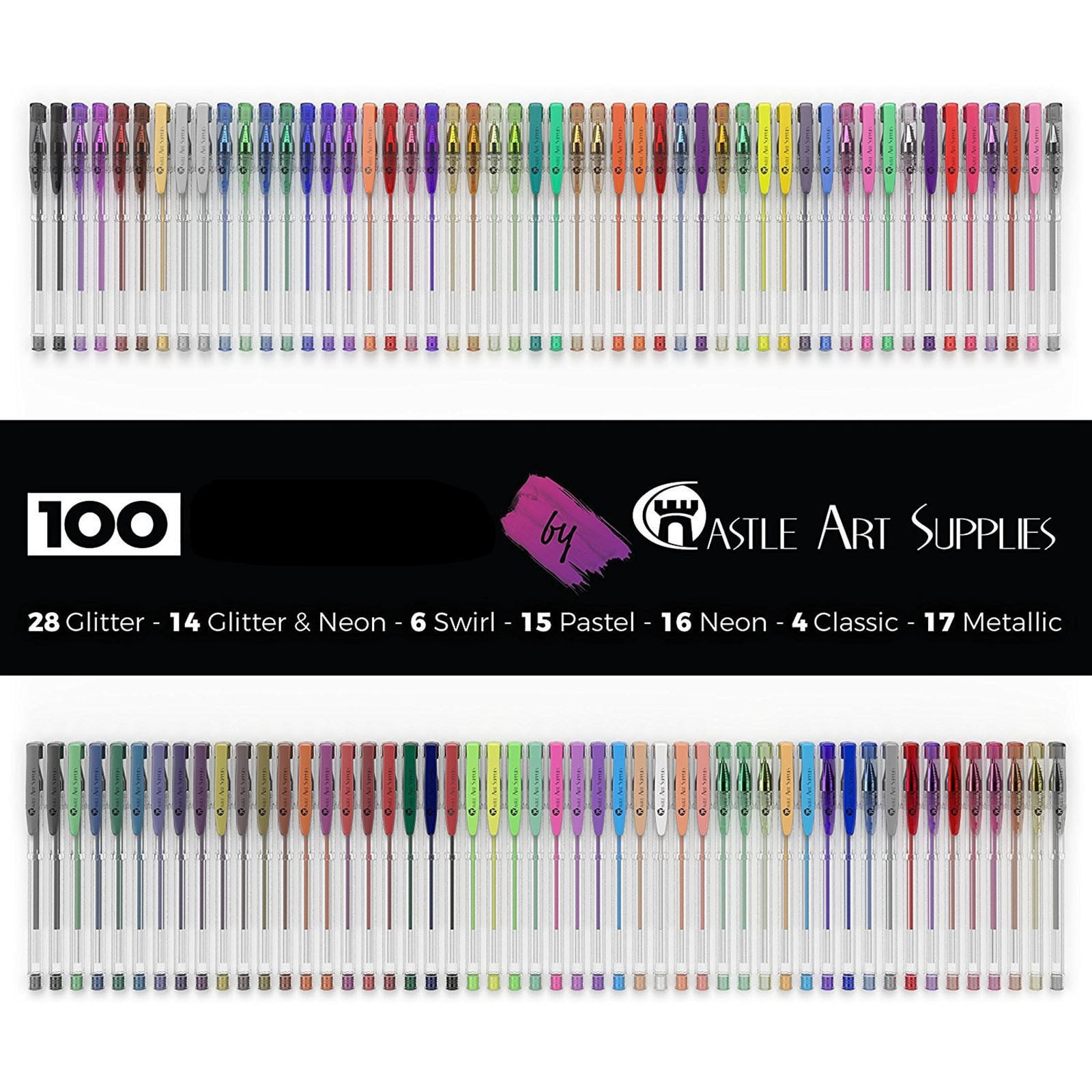 Artist-Grade Gel Pen Set, 100-Color Gel Pens for Adult Coloring, Scrapbooking, Doodling, and Comics, Fine Tip Markers for Detailed Art, Journaling, and Creative Projects (1 Pack)