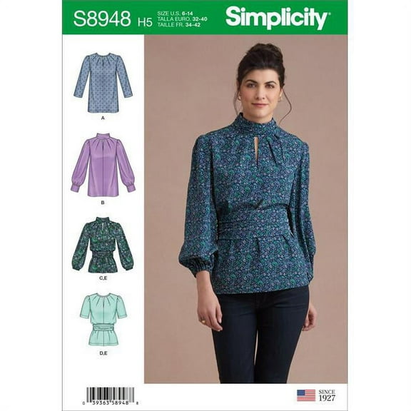 Simplicity US8948H5 Womens Blouses with Cummerbund, Size H5