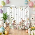 thumbnail image 2 of Tupukom Farmhouse Shower Curtain Easter Decor Under $10 Cute Rabbit Spring Bunny Floral Shower Curtain for Easter Bathroom Decor,Waterproof Fabric Bath Curtain with 12 Pack Hooks, 2 of 6