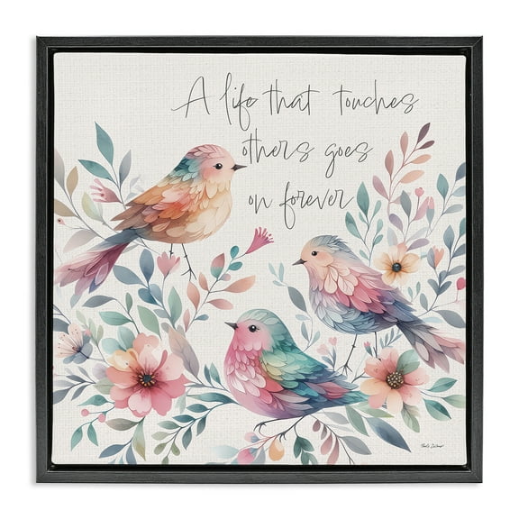 Stupell Industries Life That Touches Others Plants & Flowers Painting Black Floater Framed Canvas Art Print Wall Art, 18 x 18