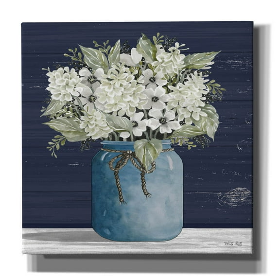 Epic Graffiti 'White Flowers I' by Cindy Jacobs, Canvas Wall Art, 18"x18"
