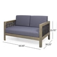thumbnail image 2 of GDF Studio Allegra Outdoor Acacia Wood and Wicker Loveseat and Coffee Table Set with Cushions, Gray, Mixed Gray, Dark Gray, 2 of 13