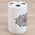 thumbnail image 1 of Mandala Ceramic Toothbrush Holder, Oriental Pattern with Monochromatic Abstract Floral Motif Art, Decorative Versatile Countertop for Bathroom, 4.5" X 2.7", Charcoal Grey and White, 1 of 4