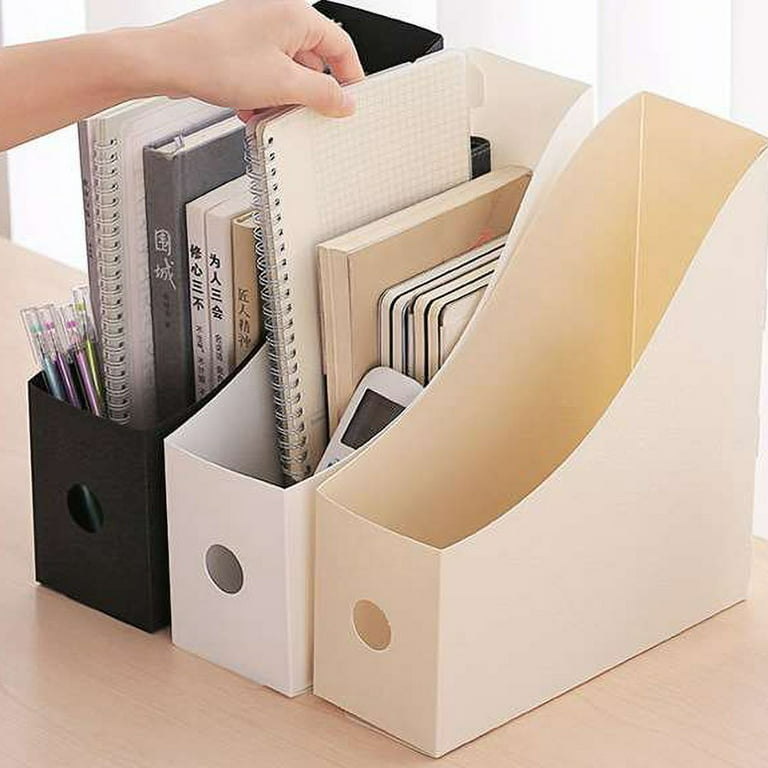 Ochine Magazine Storage Box Sturdy Desk File Organizer Solid Color Book  Boxes Set of 3