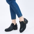 thumbnail image 7 of Ecetana Women's Chunky Low Heel Ankle Boots Round Toe Leather Western Short Booties with Side Zipper, 7 of 7