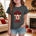 thumbnail image 2 of sdbrld Kids Girls Christmas T-shirt Cute Cartoon Graphics Short Sleeve Top Fall Winter Clothes Dark Gray Sizes 3-4 Years, 2 of 4