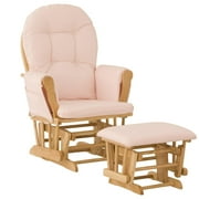 Stork Craft Custom Hoop Glider & Ottoman-Color:Pink Cushions,Finish:Natural Finish