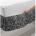 thumbnail image 2 of Paisley Bed Skirt, Oriental Themed Pattern with Traditional Elements Lace Like Design, Elastic Bedskirt Dust Ruffle Wrap Around for Bedding Decor, 4 Sizes, White and Charcoal Grey, by Ambesonne, 2 of 2