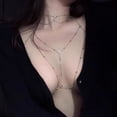 thumbnail image 4 of CENTEC Fashion Ladies Breast Chain Adjustable Body Jewelry Body Chain Party Decoration Hollow Bikini Metal Rhinestone Simple Necklace, 4 of 4