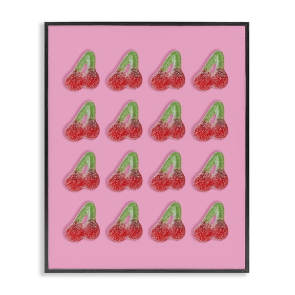 Stupell Industries Cottage Cherry Candy Pattern Black Framed Giclee Art, 11 x 14, by LISH Creative