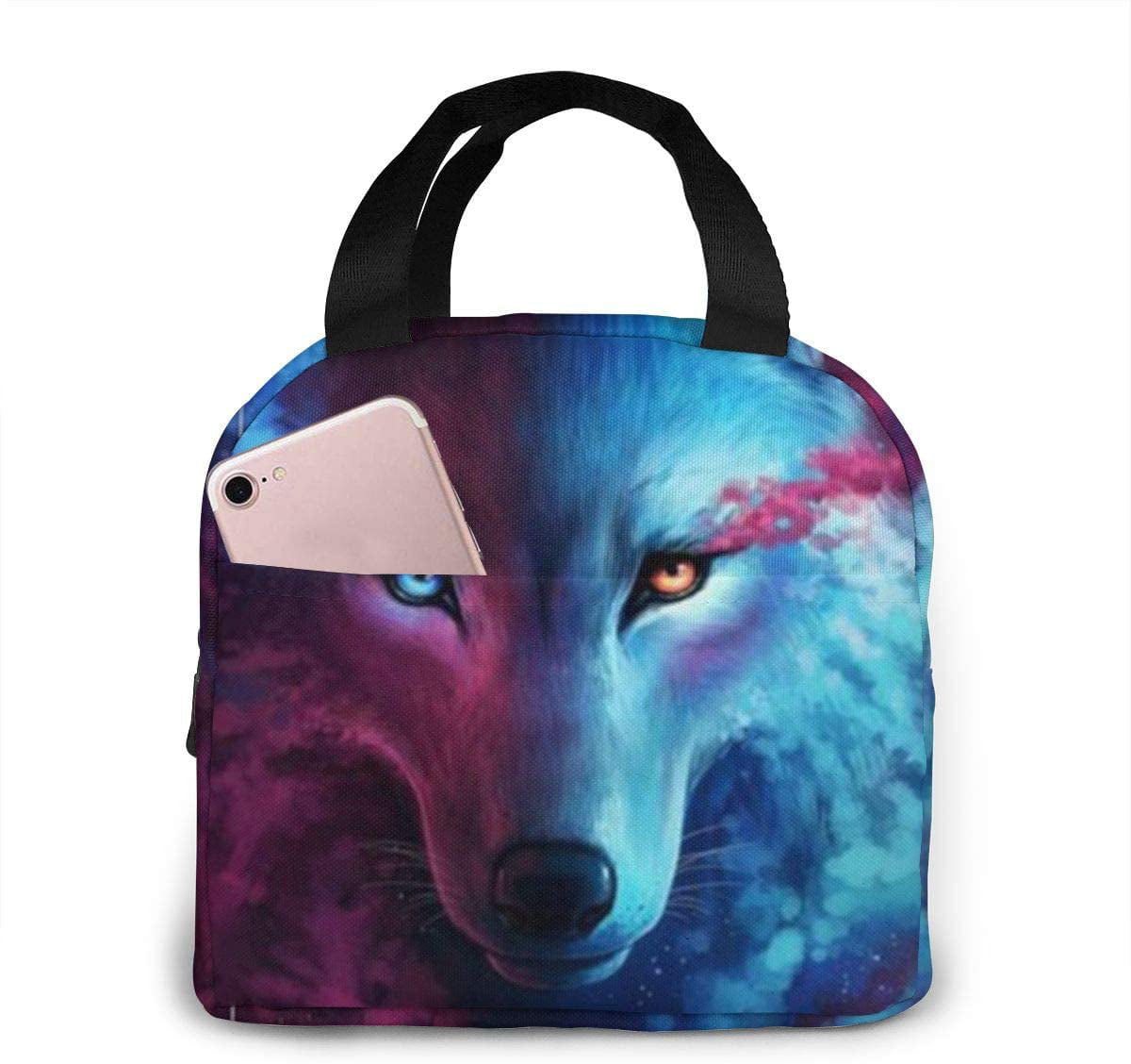 Wolf Lunch Box for Kids Girls Boys Freezable Insulated Lunch Bag Cooler Zipper Meal Tote for School Picnic