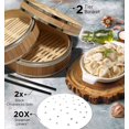 thumbnail image 2 of Dumpling Steamer , With Traditional Design , 2 Tier , Bamboo Basket , Kit Large , Vegetable Steamer Basket , For Cooking Your Favorite Bun Steamer ,Bamboo Steamer 10 Inch ,Steam Basket Bamboo, 2 of 5
