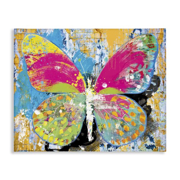 Stupell Industries Contemporary Modern Abstract Vivid Butterfly Collage Illustration Canvas Art, 20 x 16, by Porter Hastings
