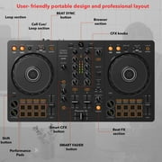 Pioneer DDJ-FLX4 2-Channel DJ Controller - Black Bundle with Case, TRS to RCA Breakout Cable, and Austin Bazaar Polishing Cloth