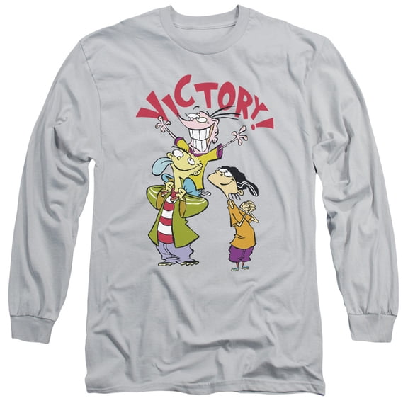 Ed Edd N Eddy Victory Long Sleeve Adult 18/1 T-Shirt Silver