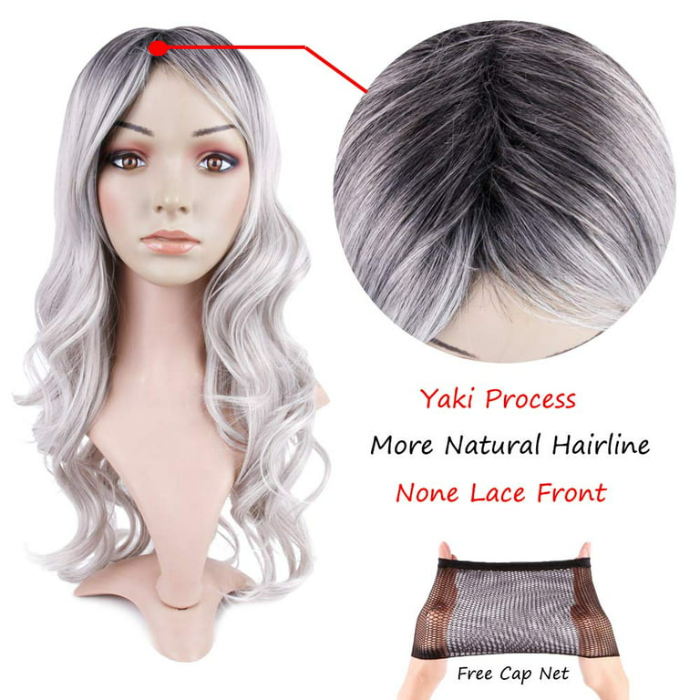 Kalisa Dark Gray Wig Long Straight Glurless Wig Synthetic Gray Lace Front  Wig Heat Resistant Fiber Cosplay Makeup Wigs for Women