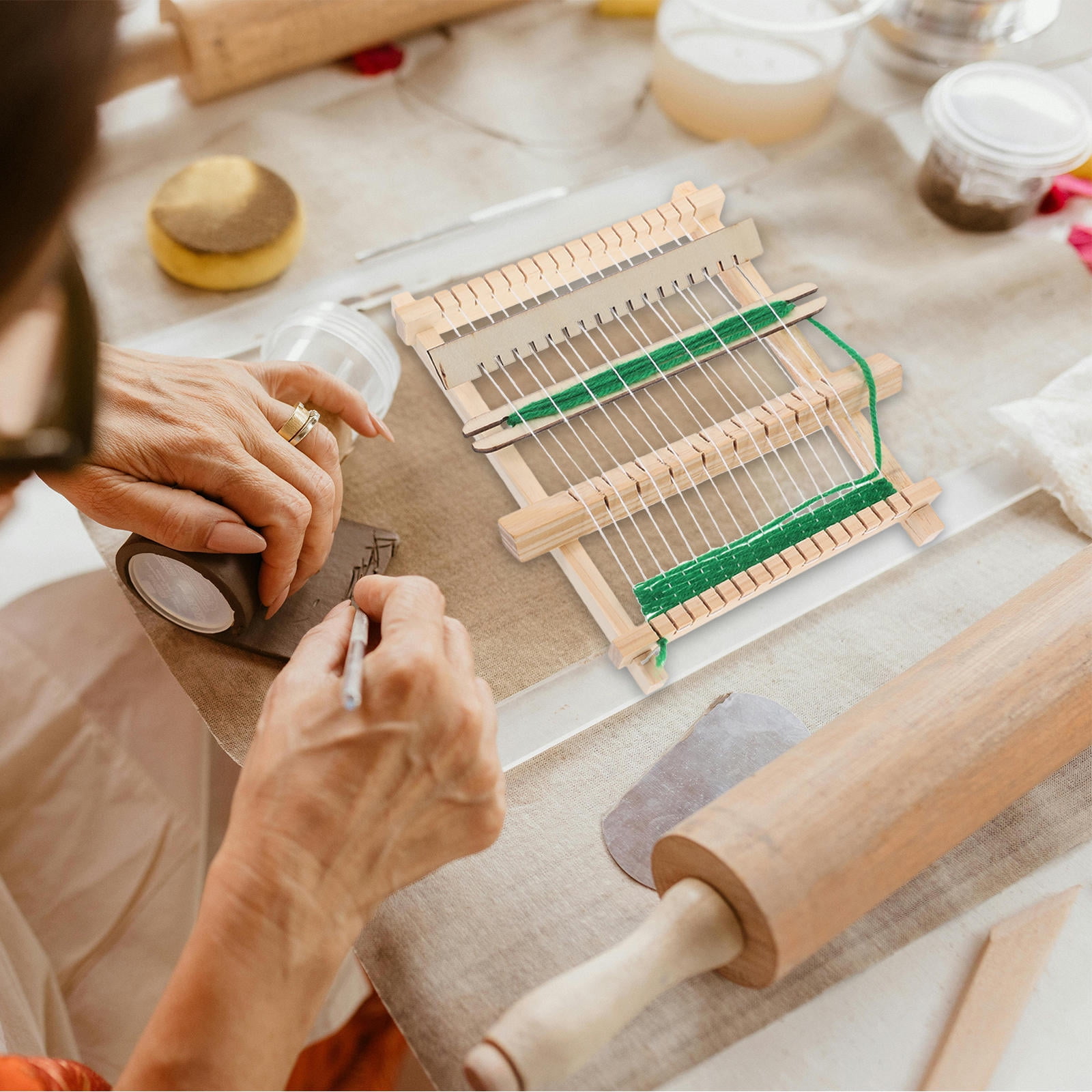 IDEANATEGRATE Weaving Machine Fabric Rectangular Craft Tool For Home Crafting 4Set 8.3x6.5x0.6In