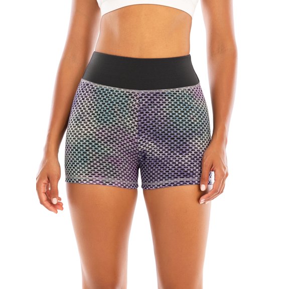 FUTATA Women's High Waisted Yoga Shorts Ruched Butt Lifting Textured Shorts Tummy Control Tie Dye Beach Hot Pants For Sports Running Workout