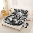 thumbnail image 2 of Manfei Ink Wash Bed Sheets,Vintage Wolves Full Size Sheets,White Black,4-Piece,1 Flat Sheet, 1 Fitted Sheet and 2 Pillowcases, 2 of 6