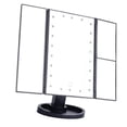 thumbnail image 2 of Espejo de maquillaje LED con luces, aumento de 3 lados, plegable, 22 cuentas luminosas, USB, belleza para escritorio, negro, 2 of 12