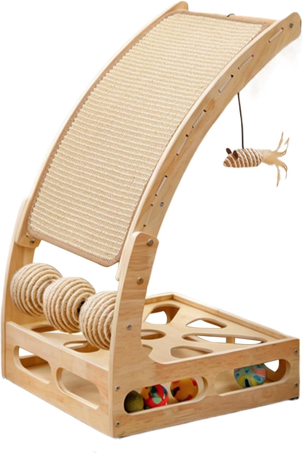 Cat Scratching Post with Fan Toy, Wear Resistant Lint Free
