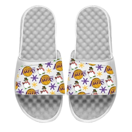 

Youth ISlide White Los Angeles Lakers Holiday Pattern Slide Sandals