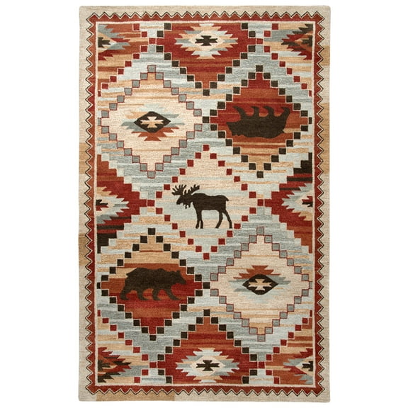 Rizzy Rugs Northwoods Area Rug NWD103 Red Blocks Squares 8' x 10' Rectangle