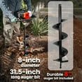 thumbnail image 5 of XtremePowerUS 52CC 2-Stroke Gas Powered Earth Auger, Post Hole Digger with 8" Bit, EPA Certified Heavy Duty Fence Post Hole Drill for Garden, Farm, Tree Planting, 5 of 6