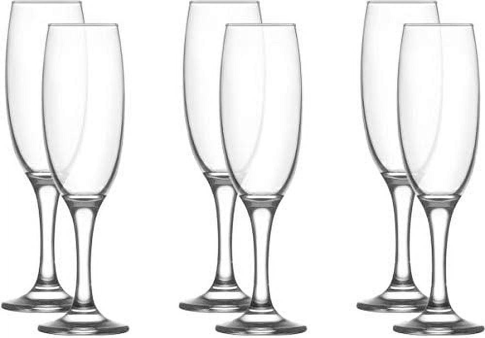 LAV 6.5 Ounce Glass Champagne Flutes | Misket Collection – Thick and Durable – Dishwasher Safe – Perfect for Parties and Weddings – Great Gift Idea – Set of 6 Sparkling Wine Glasses