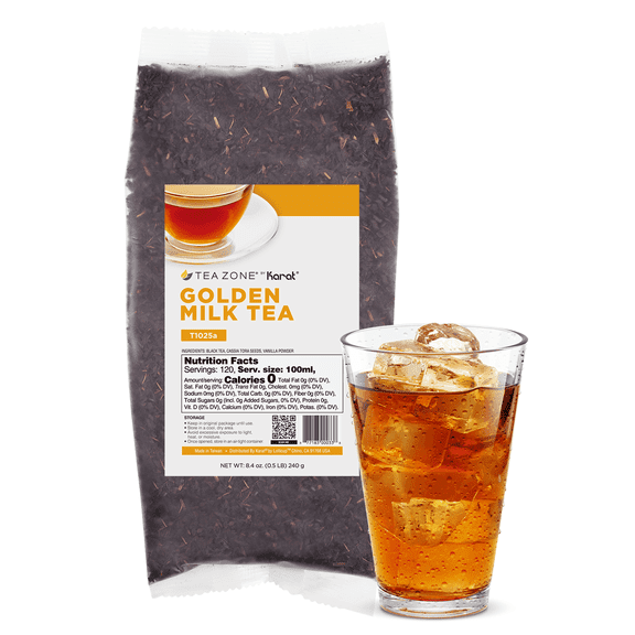 Loose Leaf Tea for Milk Lattes | Tea Zone Golden Milk Tea | Black Tea, Cassia Tora & Vanilla - 8.64oz