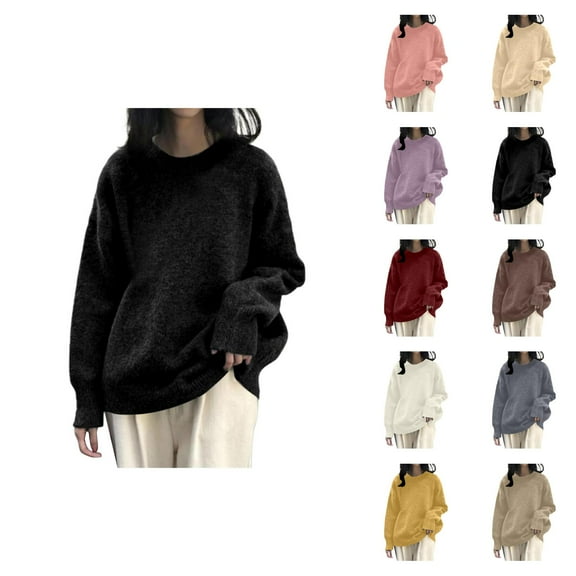 Women's Clothing Casual Pullover Knit Sweaters Oversized Cozy Winter Minimalist Outfit Petite Friendly Oversized Knit Pullover – Soft Slouchy Fall/Winter Sweater