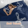 thumbnail image 3 of Nautical Duvet Cover Set Twin Size Anchor Rope Coastal Navy Blue Minimalist Soft Lightweight Comforter Covers 4 Piece Bedding Set with 1 Duvet Cover 1 Bed Sheet & 2 Pillow Shams, 3 of 8