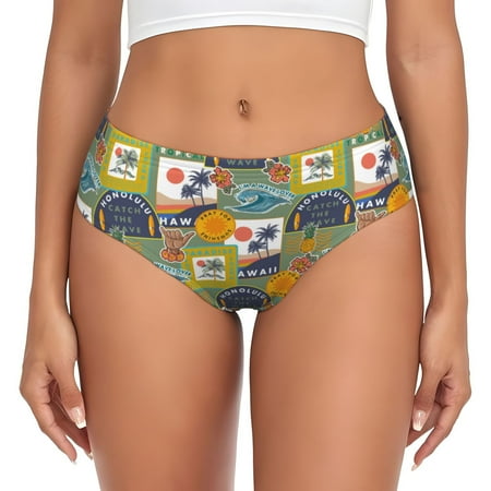 Womens Underwear - Hawaiian Style Pineapple Waves No Show Seamless Underwear for Women  Soft Comfort Stretch Women s Panties  Hipster Ladies Panties Bikini Underwear Briefs
