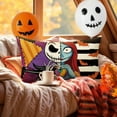 thumbnail image 2 of Halloween Jack Lumbar Decorative Throw Pillow Cover 12 x 20, Rectangular Sally Bat Outdoor Home Decor, Patch Stripes Funny Holiday Couch Cushion Case, 2 of 7