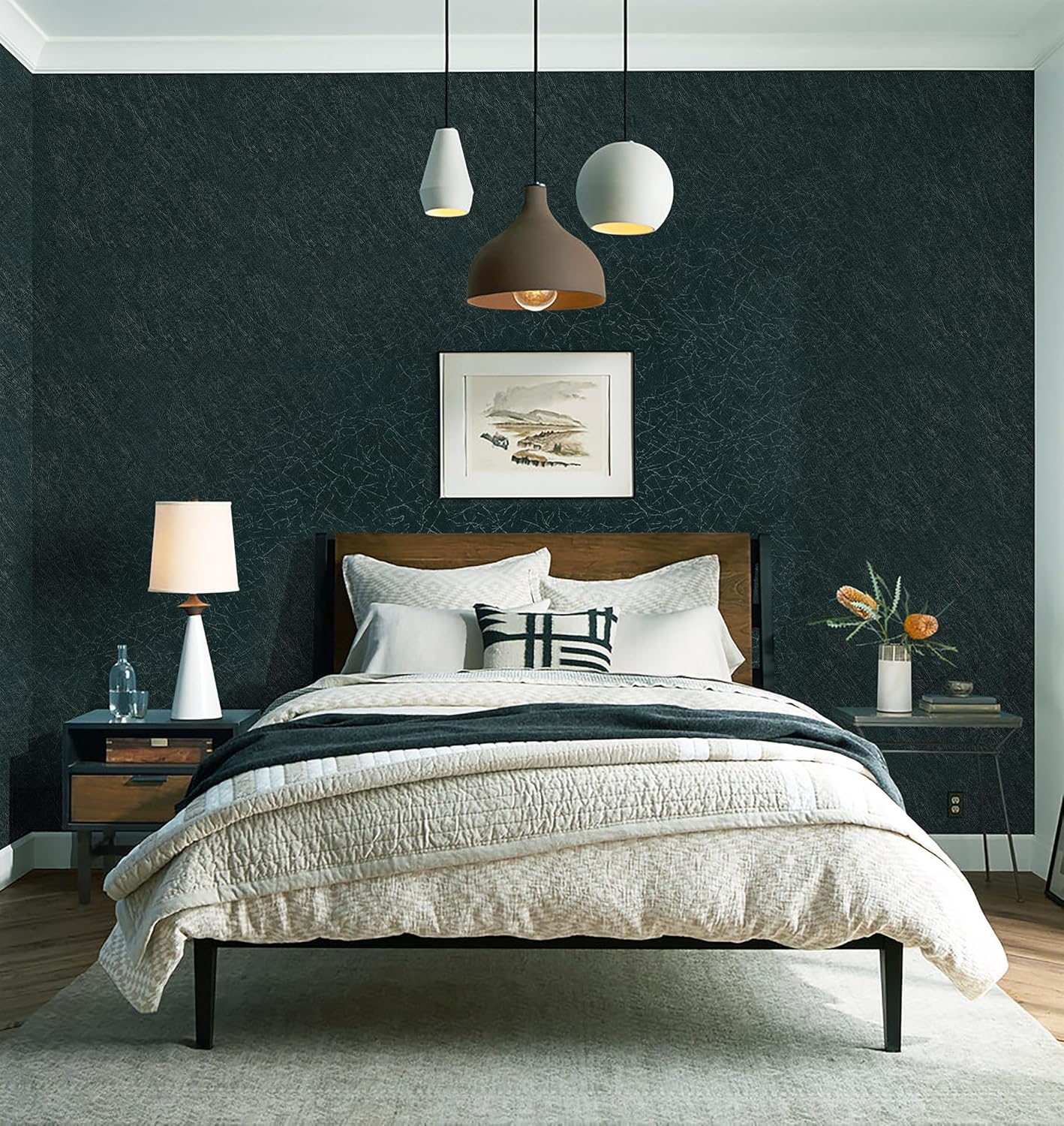 393"x 17.3" Peel and Stick Wallpaper Blackish Green Silk Wallpaper Textured Green Contact Paper Removable Modern Solid Color Contact Paper for Walls Vinyl Rolls