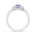 thumbnail image 2 of ANGARA Natural Oval Tanzanite Split Shank Ring with Trio Diamonds in 14K White Gold for Women (Size-7x5mm) | December Birthstone, Anniversary, Jewelry Gift for Women | Natural Tanzanite Ring, 2 of 8