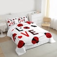 thumbnail image 3 of Homewish Kawaii Ladybird Ladybug Full Size Comforter Sets 3-Piece for Children Teens,Black Red White Bedding Comforter Set,Love Heart Lightweight Bedding Sets,Luxury Bedroom Decor,Reversible, 3 of 8