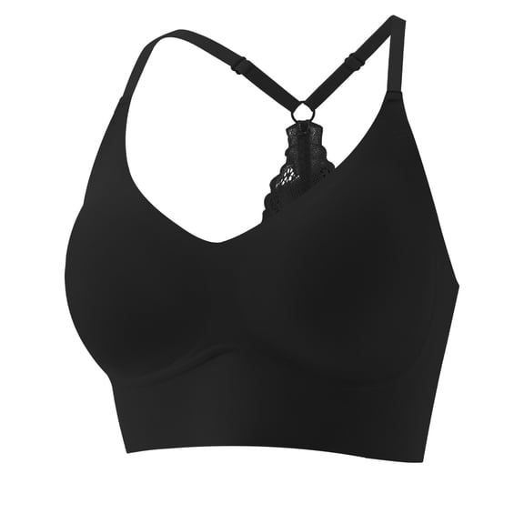 Seamless Racerback Sports Bra for Women Adjustable Strap Lace Wireless Push Up Comfort No Underwire Everyday Bras