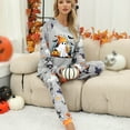thumbnail image 7 of Womens Pajamas Halloween Two Piece Pumpkin Ghost Print Raglan Stripe Jogger Pants Sets Women Pjs Sets, 7 of 7