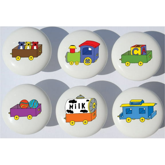 Train Drawer Pulls  Train Nursery Decor Ceramic Drawer Knobs, 6 Set