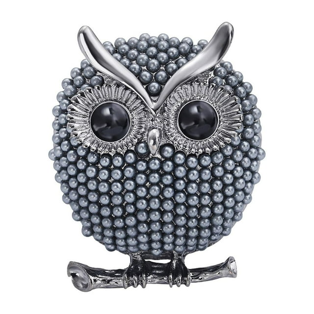 Broche de animales, pájaros, ramo, broches, aleación, decoración, elegantes broches de búho con perlas azul