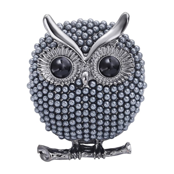 Broche de animales, pájaros, ramo, broches, aleación, decoración, elegantes broches de búho con perlas azul