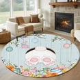 thumbnail image 2 of Easter Bunny Round Area Rugs Collection 8', Easter Eggs Spring Farmhouse Wood Grain Teal Blue Non Slip Indoor Circular Throw Runner Rug Floor Mat Carpet for Living Room Dining Table Bedroom Nursery, 2 of 9