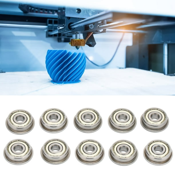 Sonew Flange Bearing,Metal Bearings,10 Pcs Printer Ball Bearing Mini Metal  Double Shield Flange 3D Printing Mechanical Parts 