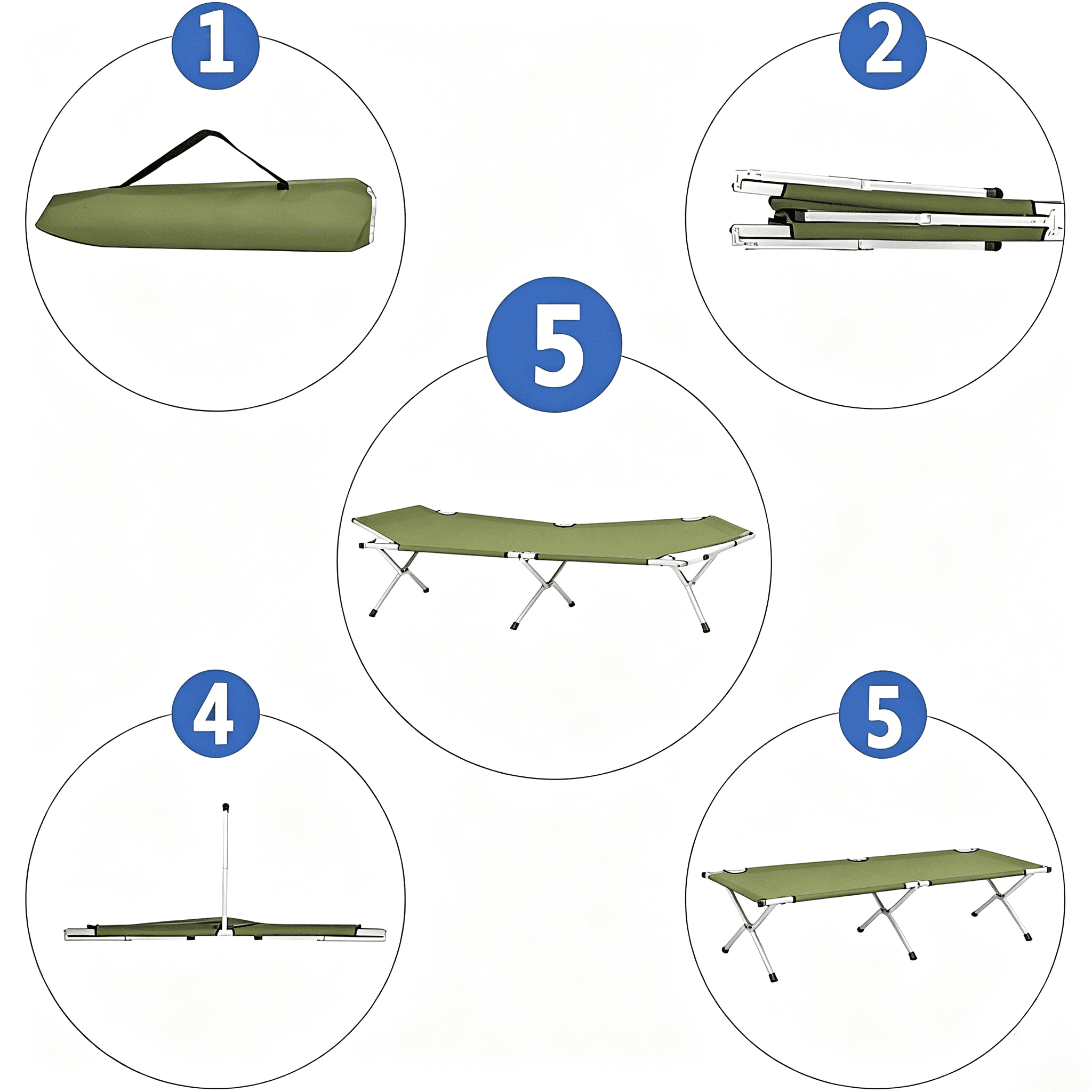 Portable Folding Camping Cot with Carrying Bag Army, Green