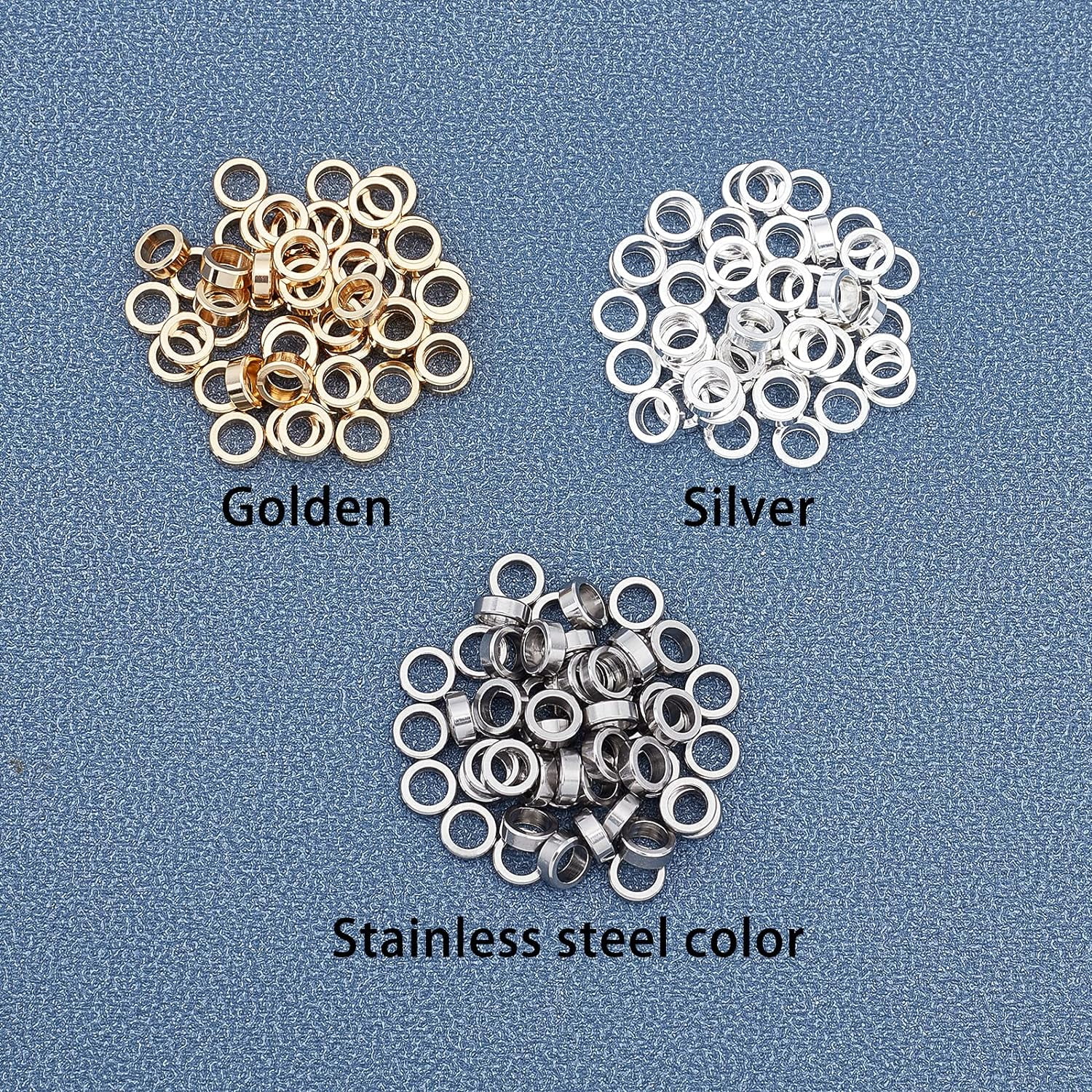 140pcs 2-7mm Rondelle Stainless Steel Beads Silver Spacer Beads 1-5mm Hole  for Jewelry Making 