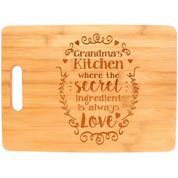 ThisWear Grandma Gifts Grandma's Kitchen the Secret Ingredient Is Love Big Rectangle Bamboo Cutting Board