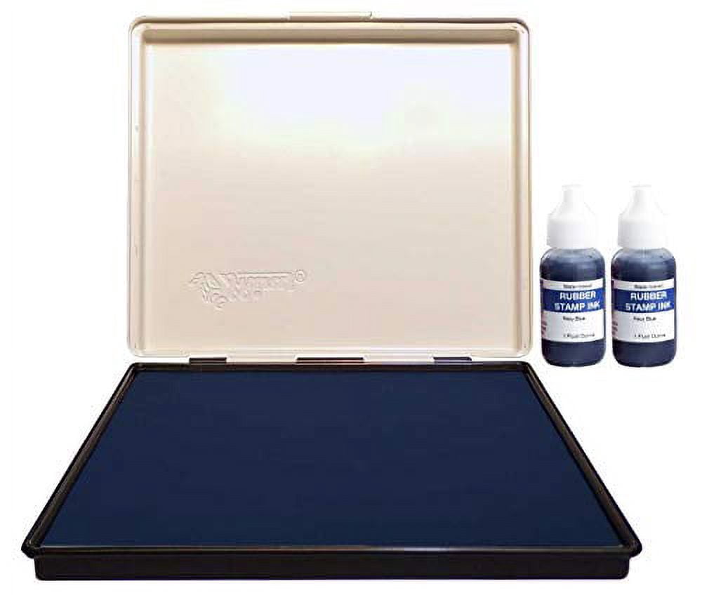 Extra Large 7" x 8" Industrial Rubber Stamp Ink Pad, Navy Blue