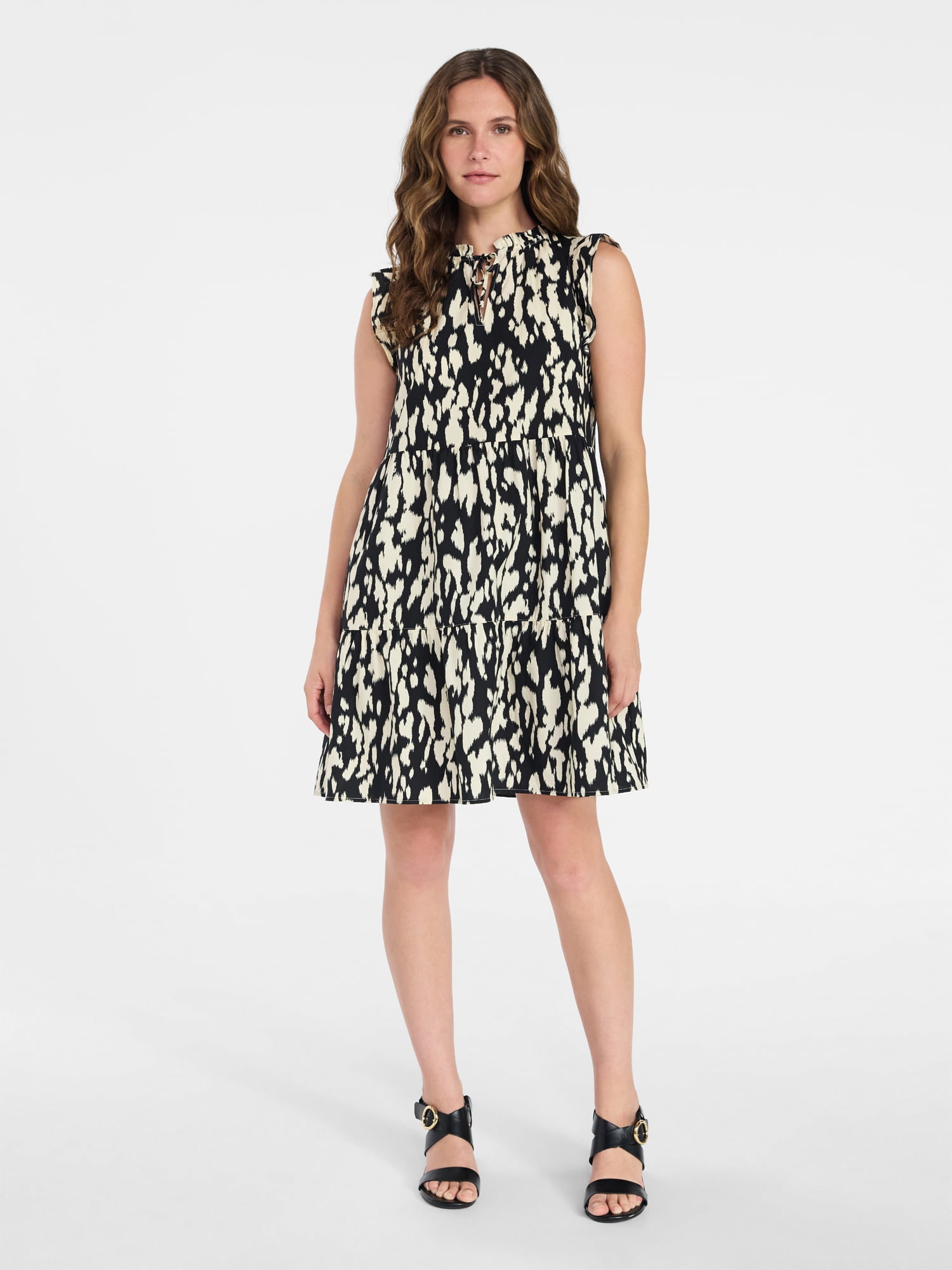 Time and Tru Women’s and Women’s Plus Flutter Sleeve Mini Dress, Sizes XS-4X